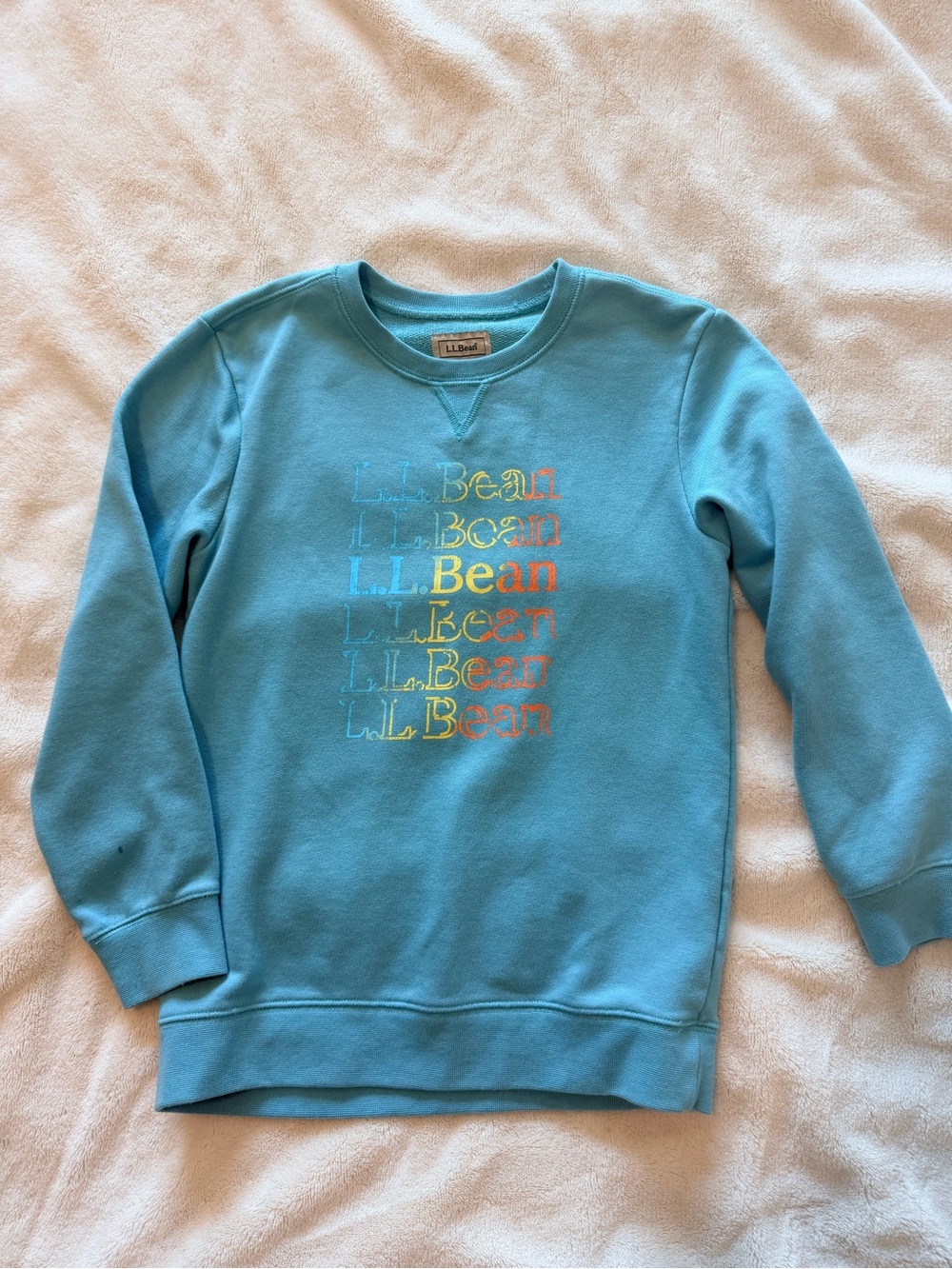 L.L. Bean Kids' Turquoise Crewneck Sweatshirt with Multicolor Logo